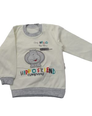 بلوز پسرانه 1 تا 3 سال طرح hippo مدل ZEKI-1046R