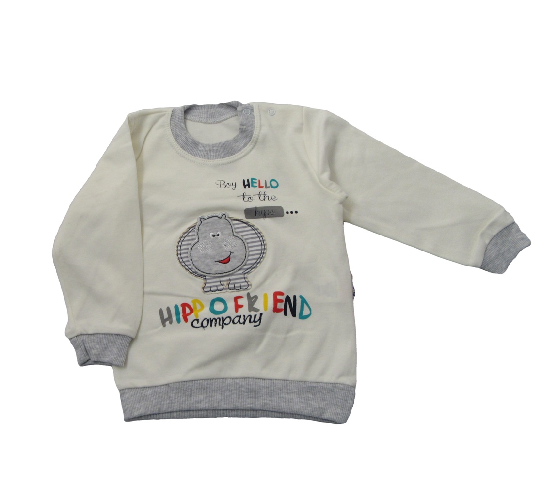 بلوز پسرانه 1 تا 3 سال طرح hippo مدل ZEKI-1046R